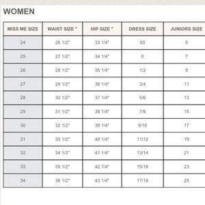 Miss Me Jeans Juniors Size Chart - Greenbushfarm.com