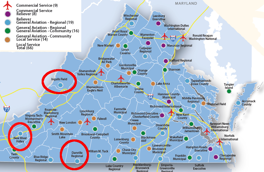Airports In Virginia Map | Draw A Topographic Map