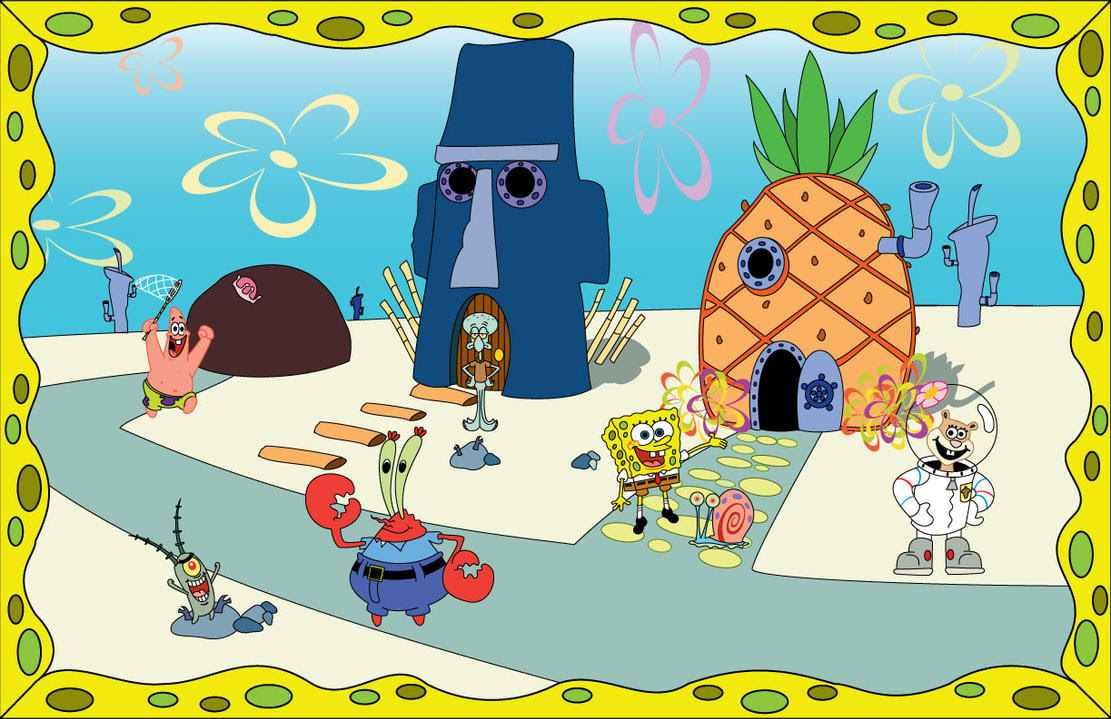 Sketsa Gambar Rumah Spongebob Lengkap Terupdate Kataa