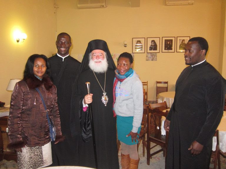 Emmanuel with his wife and His Beatitude Patriarch Theodore of Alexandria