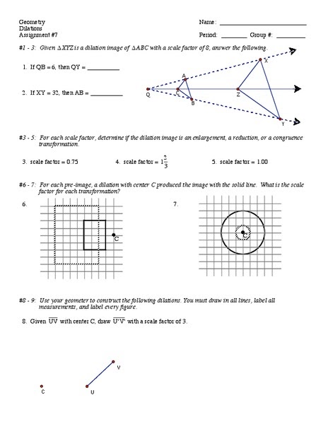 Dilations/Translations Worksheet Answer Key - Geometry Cp 67 Dilations