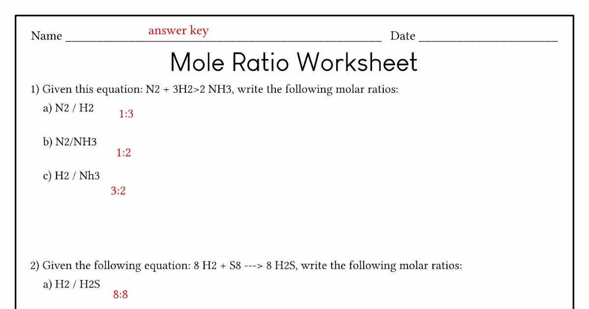 28 Mole Ratio Worksheet Chemistry Answers - Free Worksheet Spreadsheet