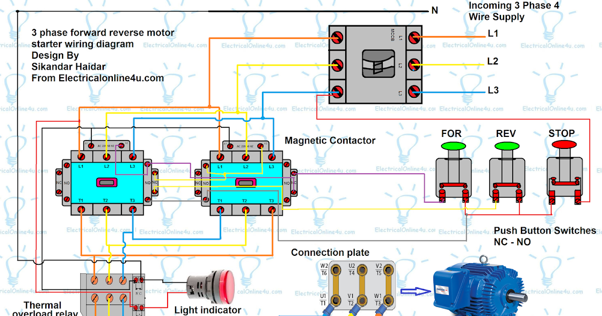 3 Wire Control Circuit Diagram / Motor Starter Diagram Start Stop 3