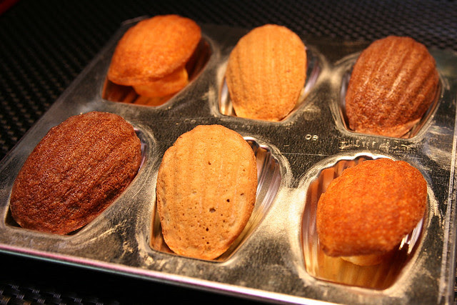 Madeleines - chocolate, pistachio and lime
