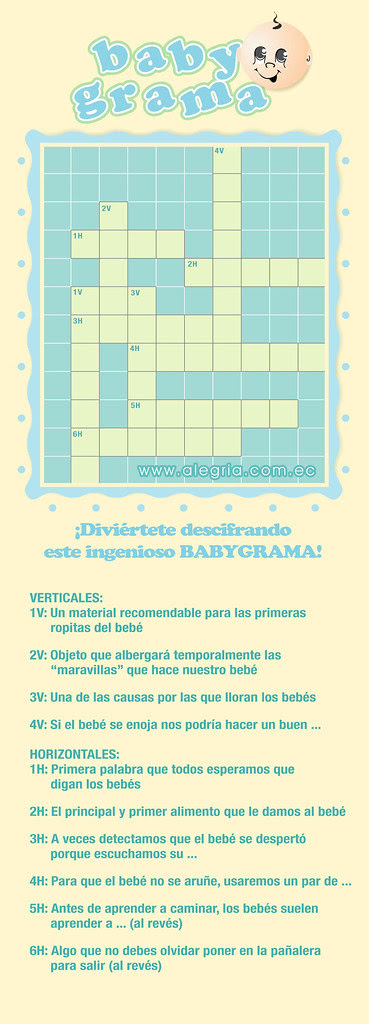 Crucigrama Juegos Para Baby Shower Con Respuestas Alegría Una