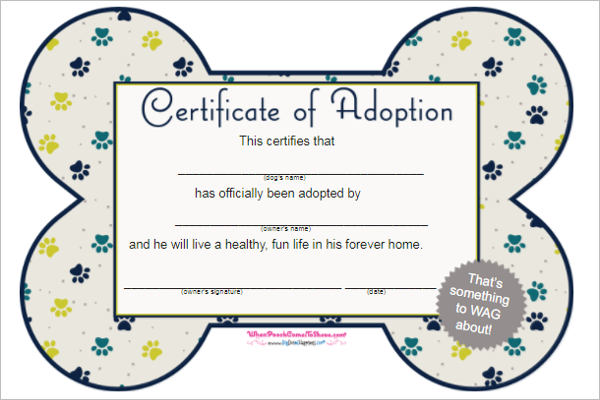 Adopt A Puppy Certificate Printable