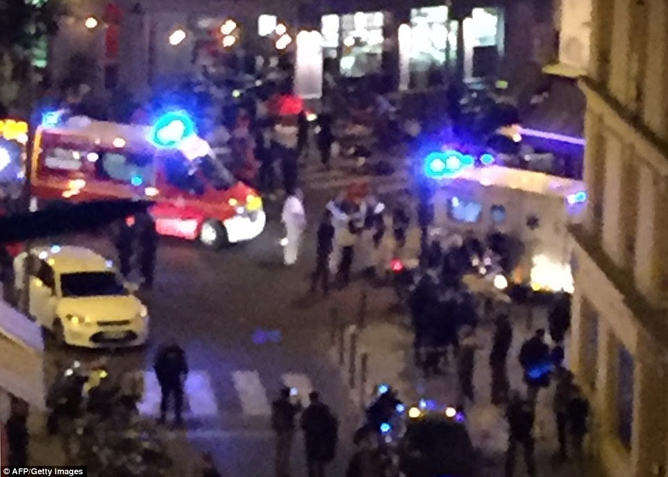 Emergency services were called to the scene after armed terrorists fired at diners in a Paris restaurant