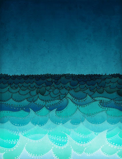 Storm in my soul  - Art illustration - Turquoise art print  - Love decor - Love, turquoise, blue, sea, water, ocean - tubidu