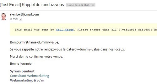 Exemple Mail De Rappel De Rendez Vous  Le Meilleur Exemple