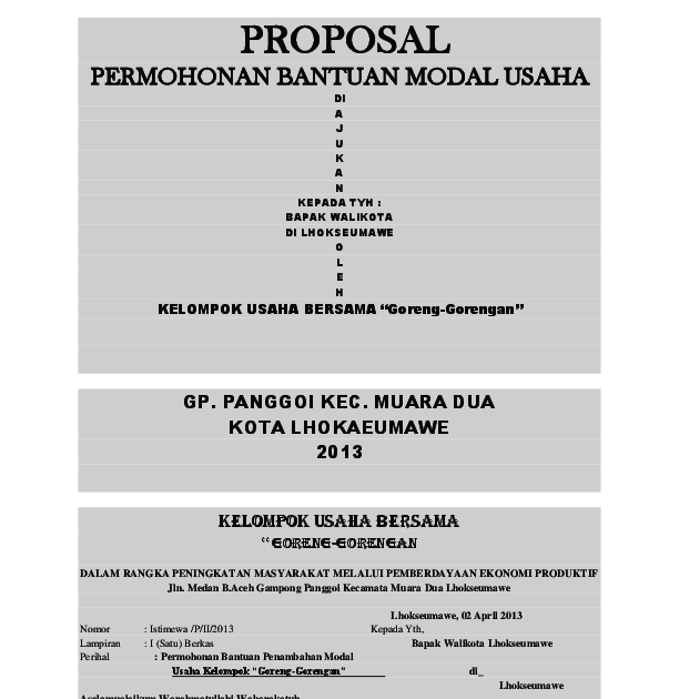 Contoh Proposal Usaha Terlengkap