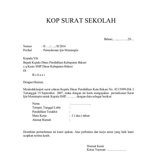 39+ Surat Permohonan Akreditasi Smp  Contoh Surat Ide