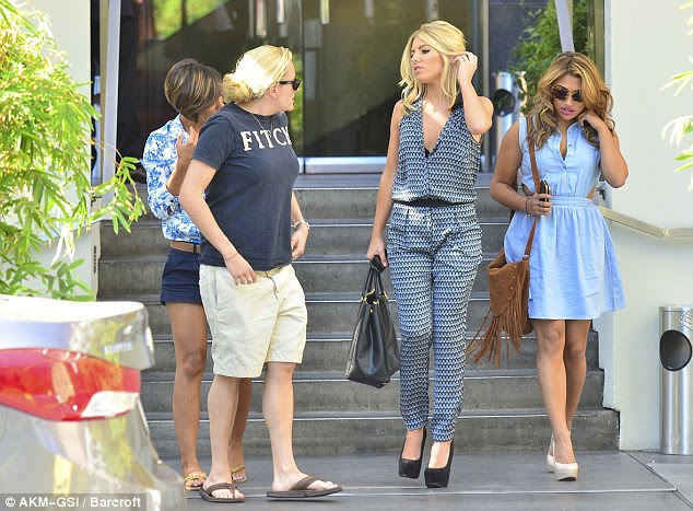 Working hard: The girls headed to a studio earlier in the day after grabbing lunch with a friend
