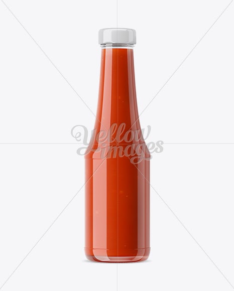 Download Clear Glass Tomato Ketchup Bottle Mockup PSD
