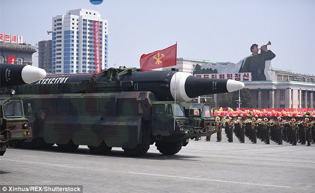 If the country were to test another nuclear device, it would be a major show of defiance by their leader after repeated warnings by the American President. Pictured is a North Korean missile displayed during the 'Day of the Sun' parade 