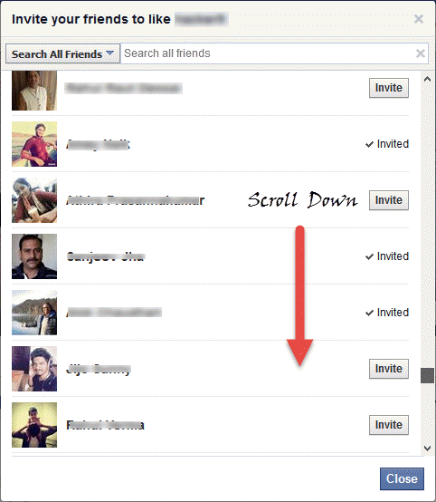 Facebook trick to invite all friends to fanpage