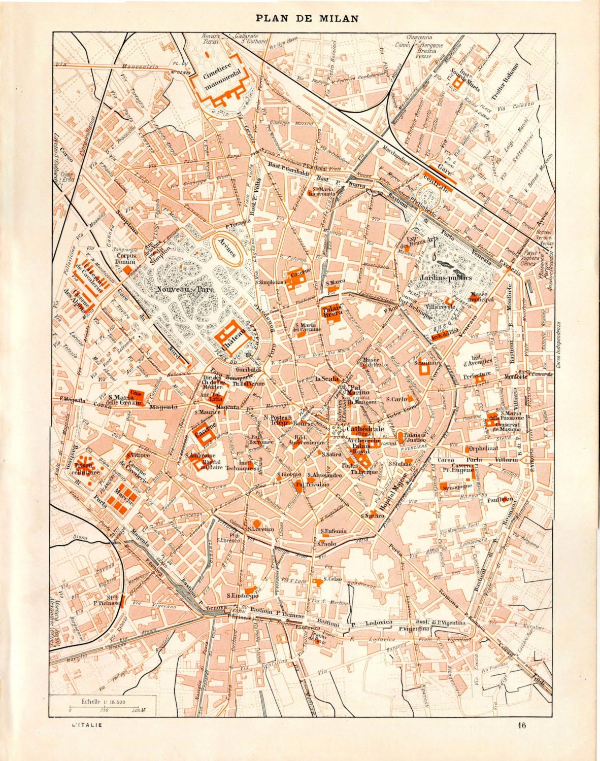 Vintage City Map Of Milan Italy Street Plan 1923 Vintage City Map Of Milan Italy Street Plan 1923