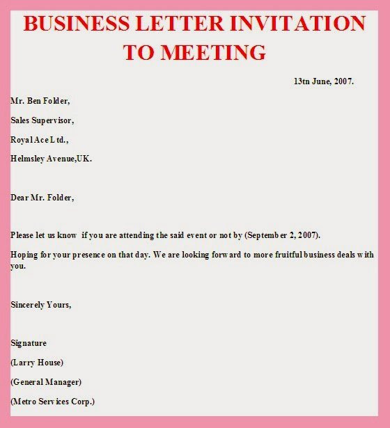 Contoh Invitation Formal Meeting - Contoh Bass