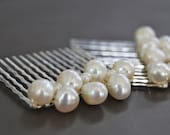 Bridal hair combs wire wrapped with creamy ivory pearls Fashion - LoveandCherish