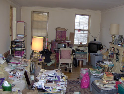 A cluttered apartment