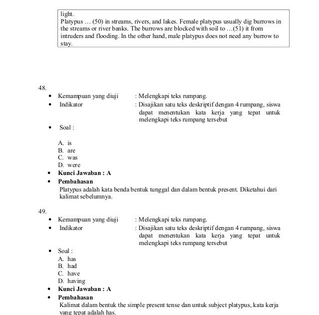 Contoh Soal Kalimat Rumpang Dalam Bahasa Inggris