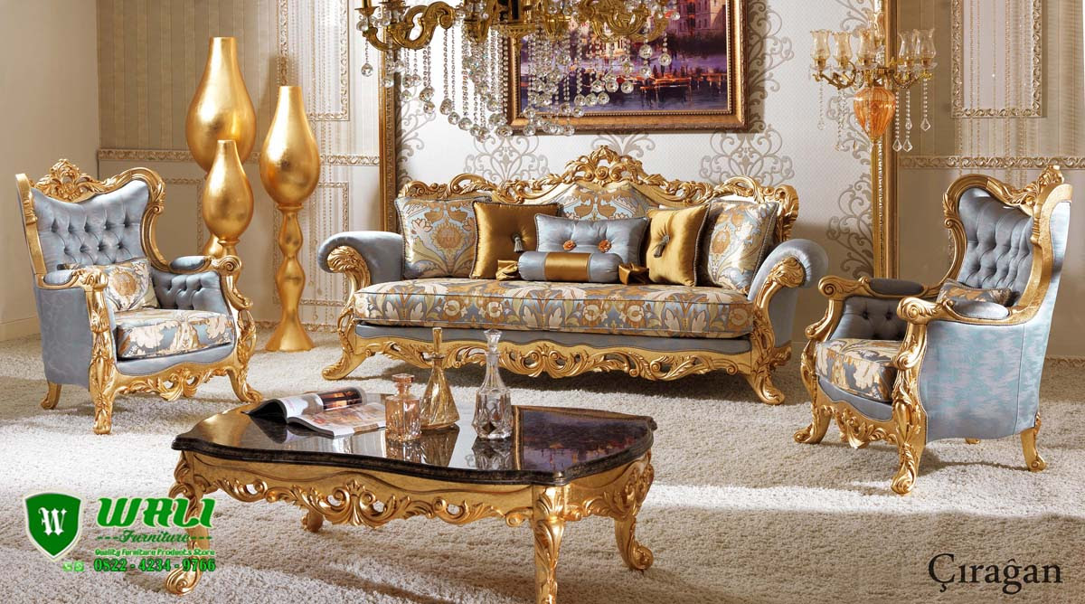 Set Sofa Ruang Tamu Klasik Ukiran Duco Emas Mewah Wali Set Sofa Ruang Tamu Klasik Ukiran Duco Emas Mewah Wali