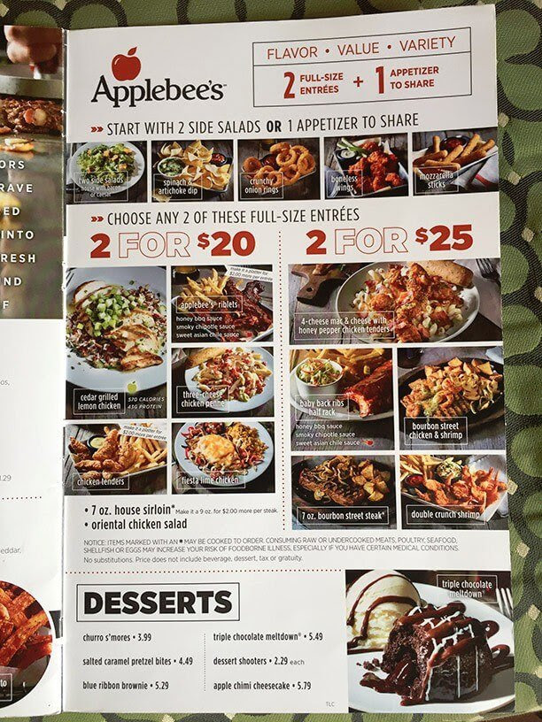 Applebees 2 For 25 Menu All You Need Infos