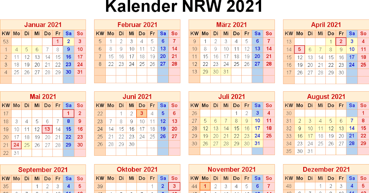 Kalender 2021 Nrw / Das jahr 2021 hat 52 kalenderwochen ...