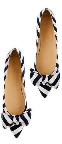 black and white striped flats