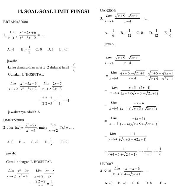Contoh Soal Matematika Kelas 12 Semester 1 Dan Penyelesaiannya