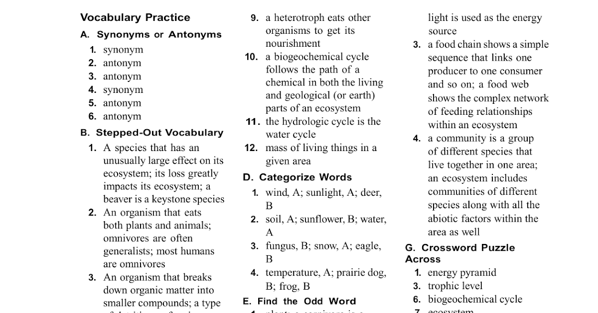 Chapter 13 Principles Of Ecology Study Guide Answer Key - Study Poster