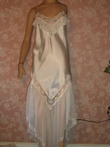 Victoria's Secret Nightgown Chiffon Hanky Hem,Satin Pearls M