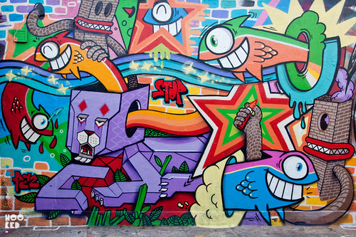 DIBO & PEZ, Streetart Mural in Shoreditch, London. 2012 Photo ©Hookedblog / Mark Rigney
