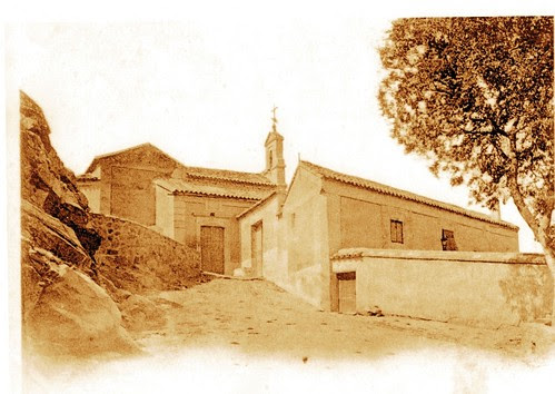 Grandes almeces (Celtis australis) en la Ermita del Valle (Toledo) a principios del siglo XX