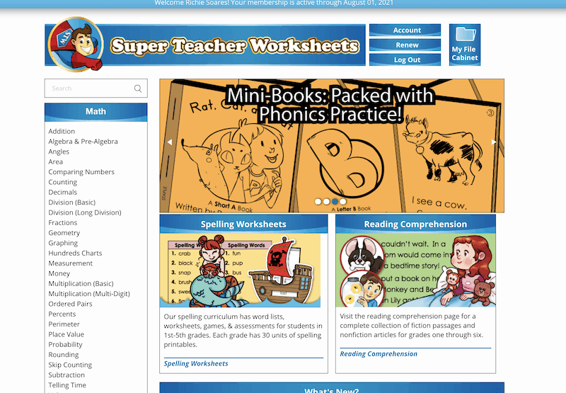 Free Super Teacher Worksheets Math - Reading Worksheets Super Teacher