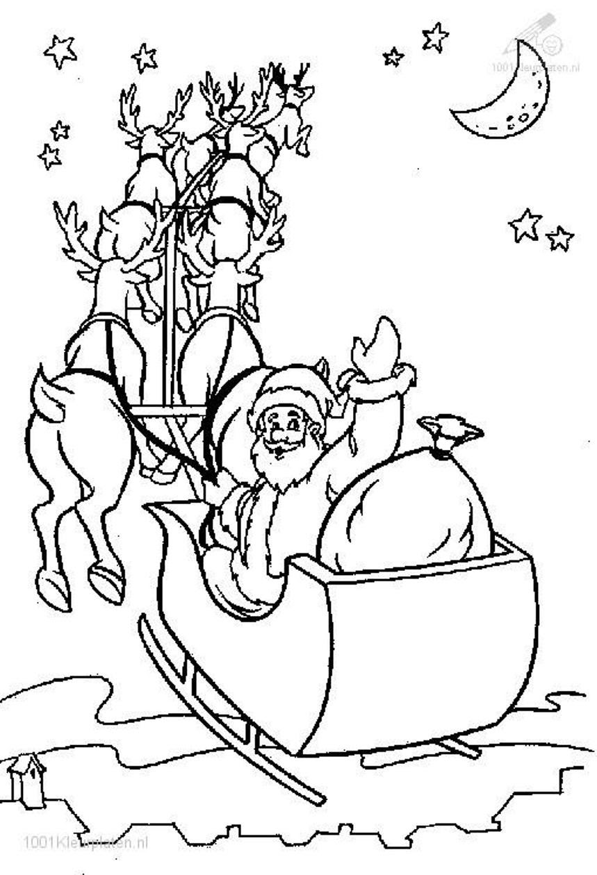 710 Cartoon Horse And Sleigh Coloring Page with Animal character