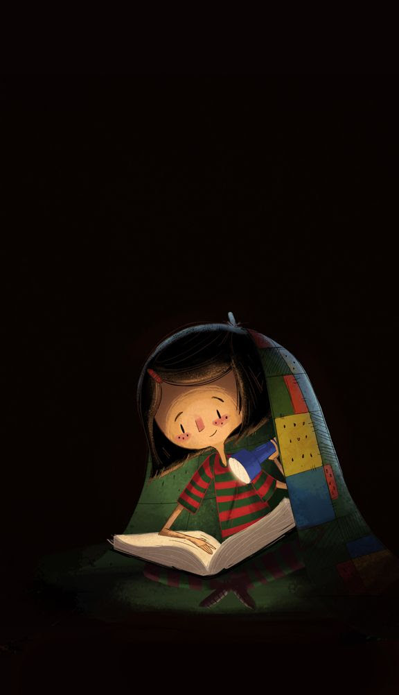 girl reading under the covers with flashlight - BOOKS - ILLUSTRATIONS This is SO me! Did this all the time growing up!