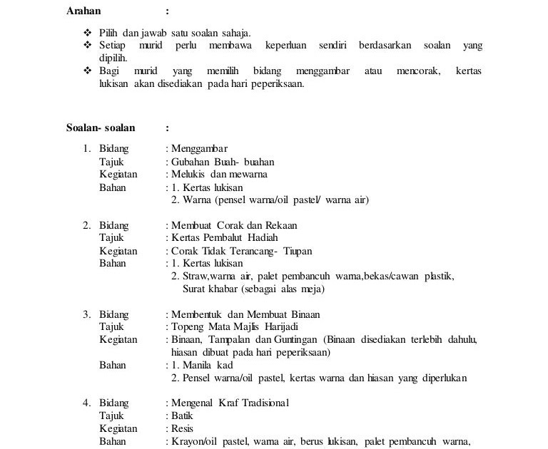 Soalan Seni Tahun 4 / Koleksi Soalan Peperiksaan Akhir Tahun Tahun 4