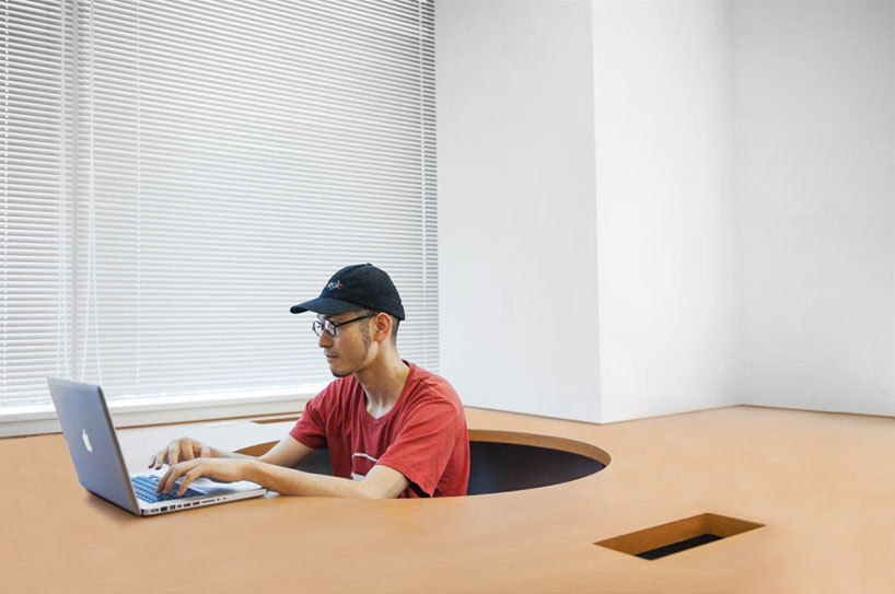 teamlab design pikiv office with 250m interactive work desk