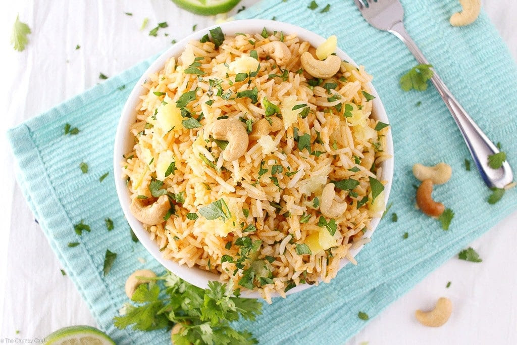 All things Coconut - 25 Yummy Coconut Recipes you need to try - Ioanna's Notebook A fantastic rice dish that has all the great flavors of the tropics... sweet coconut, red curry, fresh pineapple and savory roasted cashews!