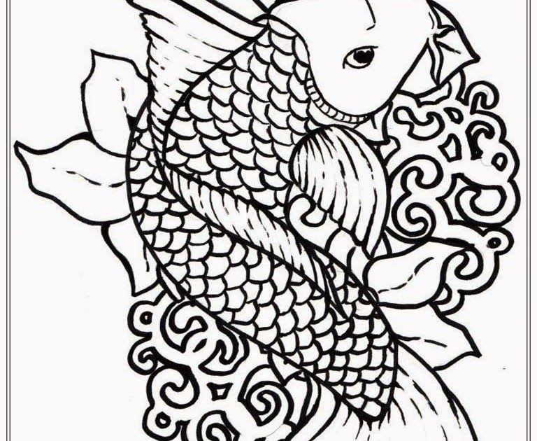 Koi Fish Coloring Page Finished - Make Wonderful World With Coloring
