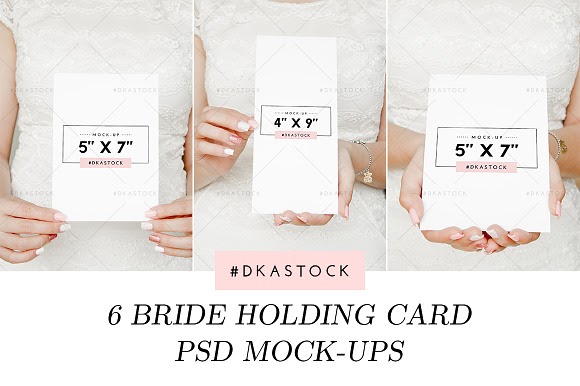 PSD Smart Object Bride Holding Invitation Mockups 5x7 Card Mockup Wedding Invitation Mockup Menu Mockup