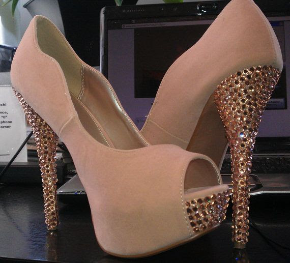 http://www.pinterest.com/pin/58828338857184657/ Peep Toe Bling Pump by daiseydae on Etsy, $150.00