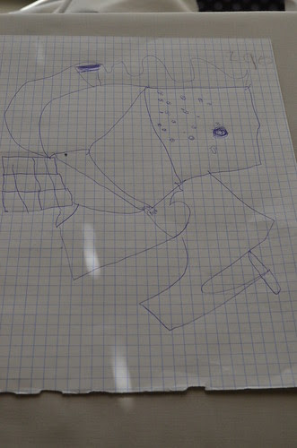 Son's drawing of quilt block