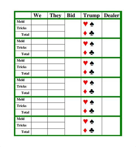 Sample Pinochle Score Sheet 8 Samples , Examples & Formats Sample Pinochle Score Sheet 8 Samples , Examples & Formats