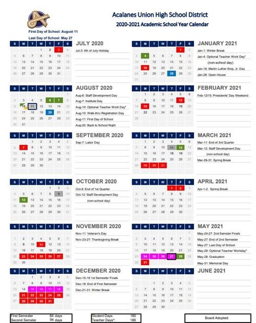 Auhsd 2021 2022 Calendar Calendar APR 2021
