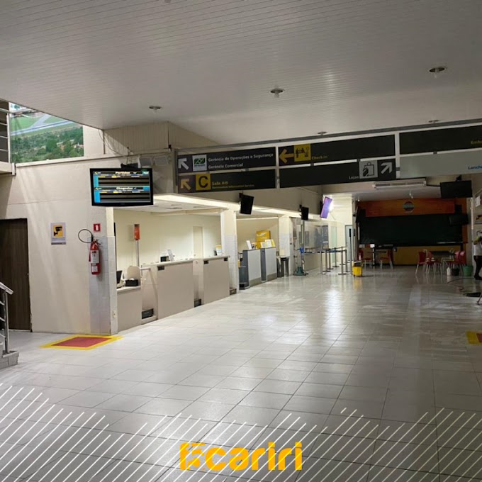 Saguão do Aeroporto de Juazeiro fica completamente vazio em meio a pandemia do Covid-19