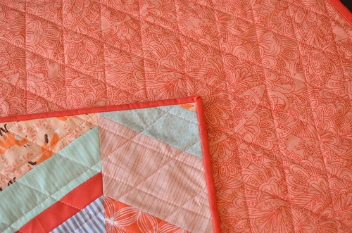 peachy baby quilt closeup
