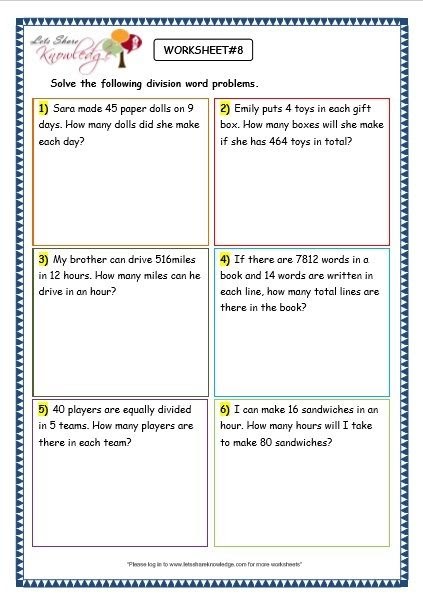 Free Multiplication And Division Word Problem Worksheets For 3rd Grade