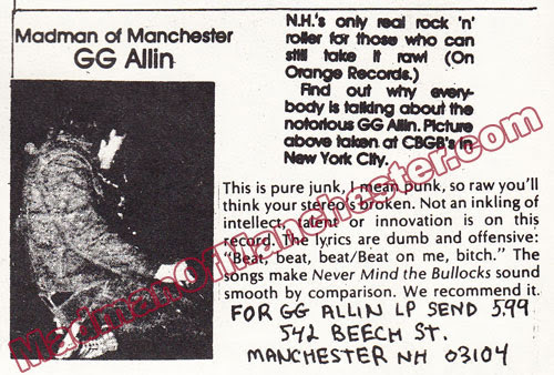 GG Allin ad