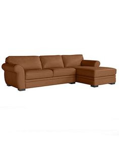 Kayla Leather Sectional Sofa, 115"W x 62"D x 36"H - | Take a seat